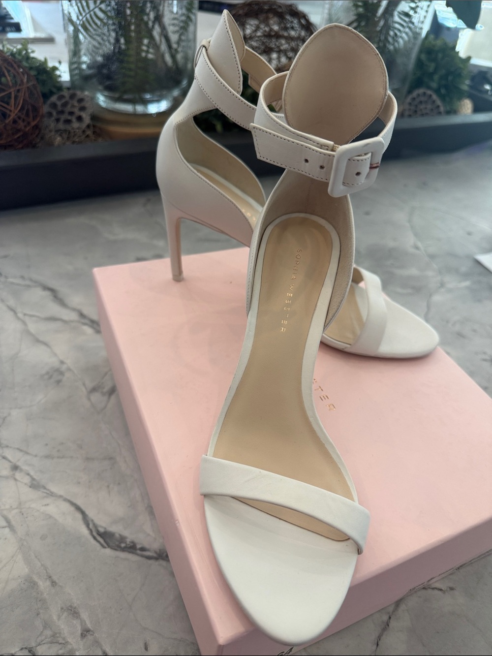 Sophia Webster Cream Open-Toe Ankle-Strap Stiletto Heels